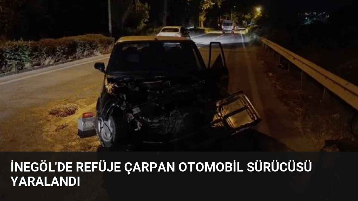 İnegöl’de Refüje Çarpan Otomobil Sürücüsü Yaralandı